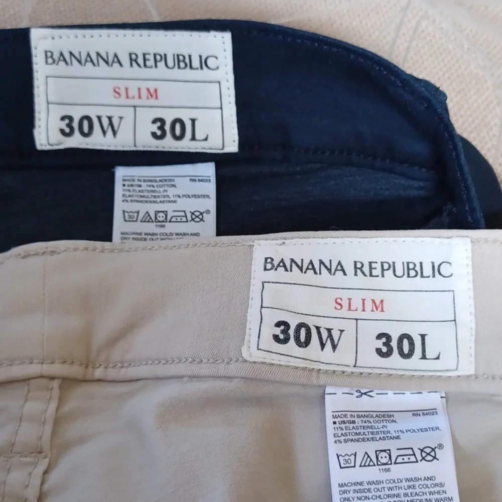 2 Banana Republic Slim Navy and Khaki Pants!